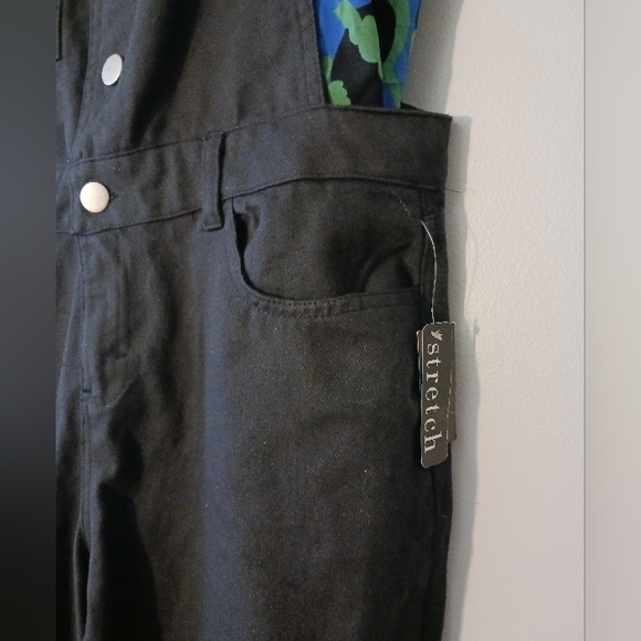 Styled! Black Stretch Denim Overalls & Latino Heritage Shirt, sz Medium & Small - Picture 5 of 16